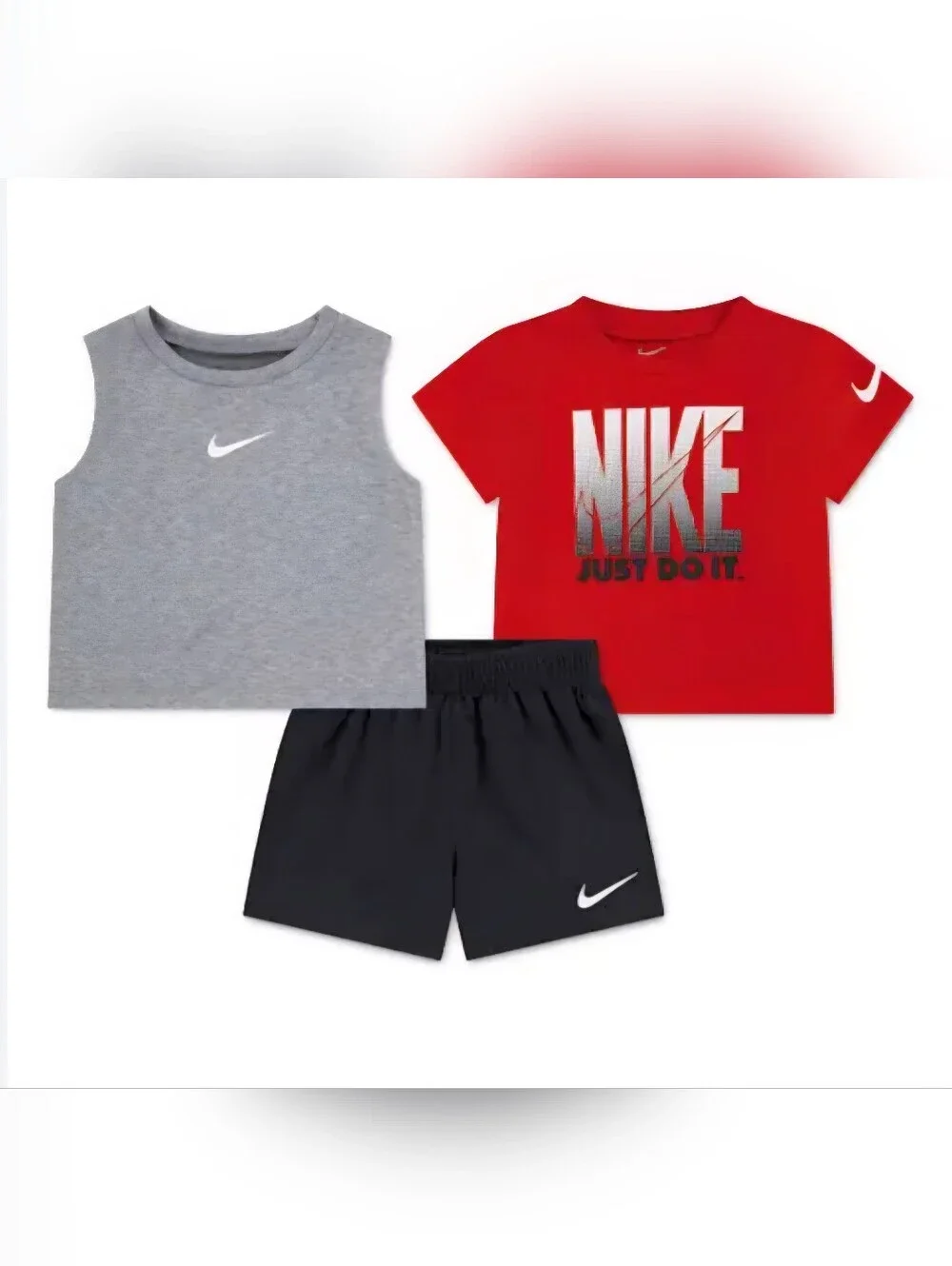 NEW - NIKE DRI FIT 3pc SHORT SET FOR LITTLE BOYS (Size 12m & 18m) - Picture 2 of 2